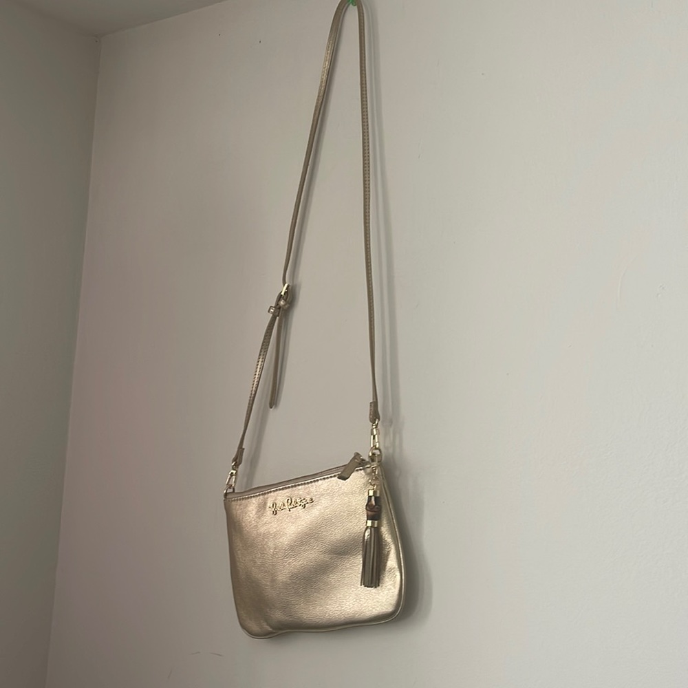 Gold Cruising crossbody bag. Original $148. Measures 6 3/4’ H X 10’W.